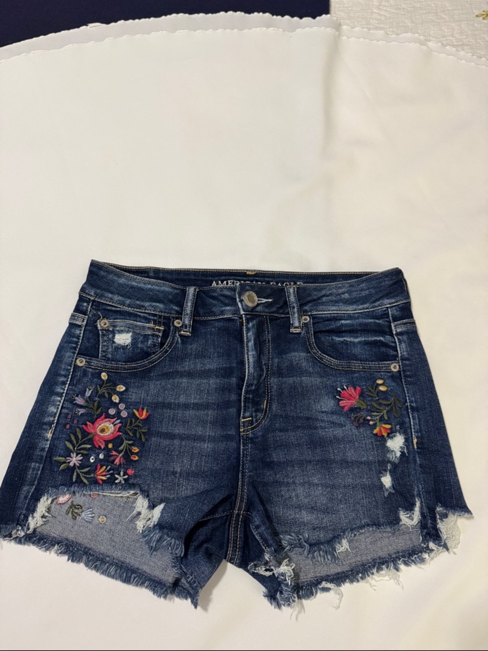American Eagle outfitters embellished very short,  denim shorts. Size 10